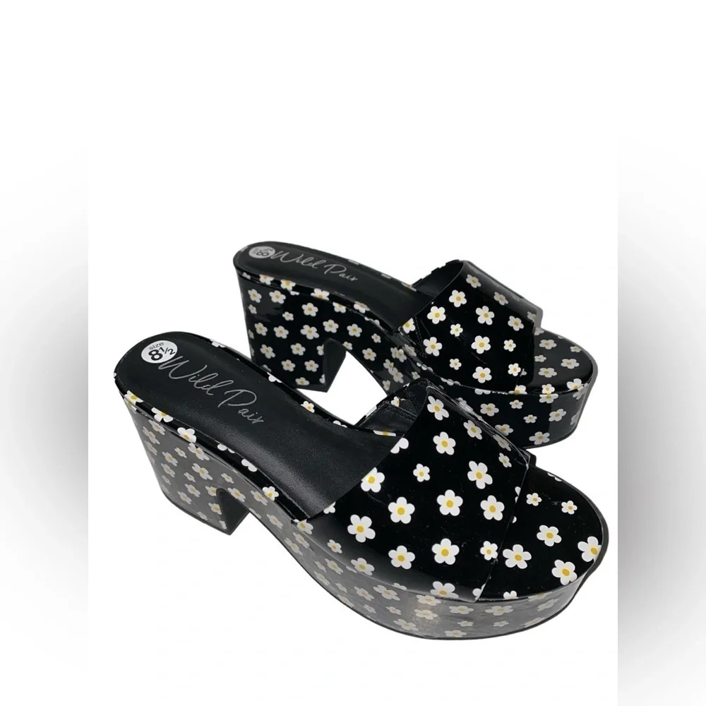 Wild Pair Melbourne Floral Print‎ Chunky Platform Sandal Women 8.5 Boho Hippie